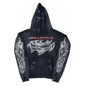 Black-Hellstar Airbrushed Skull Hoodie